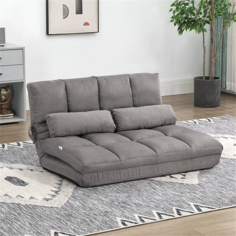 Convertible Suede Sofa Bed 2-in-1 with Adjustable Headrest and Backrest Foldable and Portable - 40.25" W x 28.75" D x 20.75" H