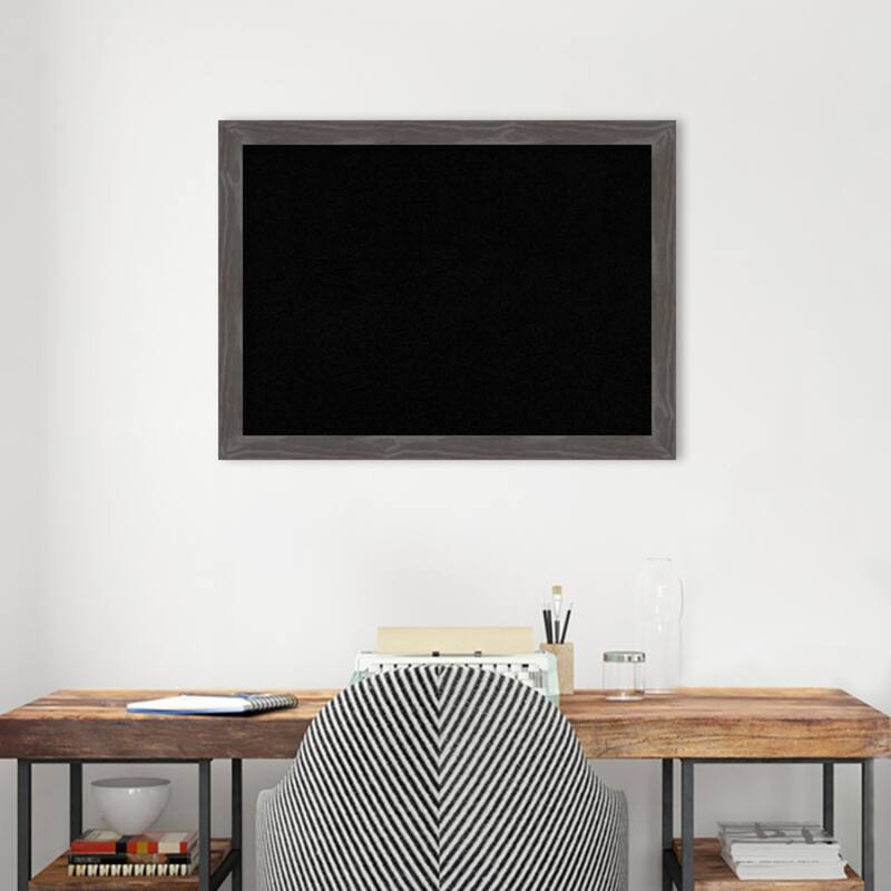 Woodridge Rustic Grey Wood Framed Black Corkboard Bulletin Board