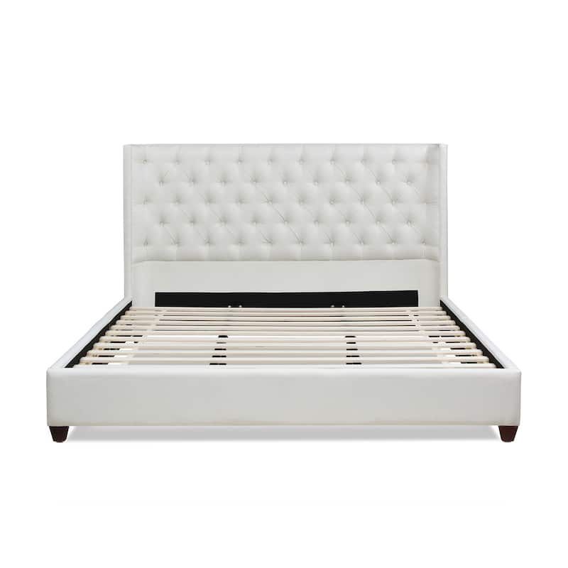 Manhattan Tufted Wingback Headboard King Platform Bed