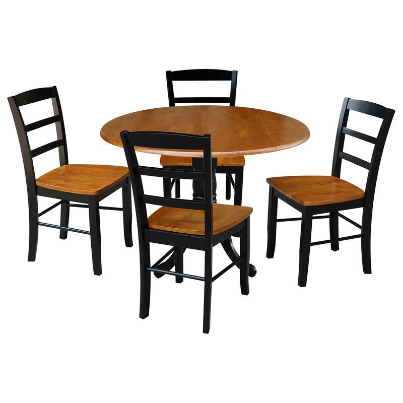 42" Drop Leaf Dining Table with 4 Ladderback Chairs - 5 Piece Set