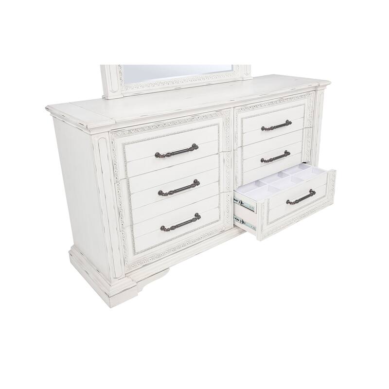 McKinney 6-drawer Bedroom Dresser with Mirror Vintage White