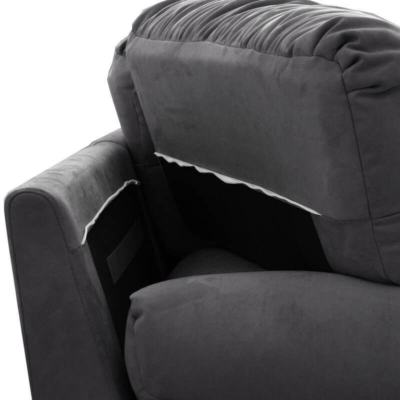 89'' Modern Section Sofa with Arms Velvet Fabric Sofa For Living Room