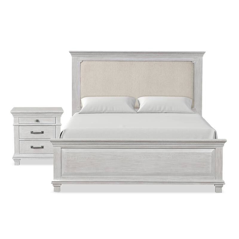 Furniture of America Eleanor Modern Rustic 2-Piece Weathered Grey Wood Panel Bedroom Set with Dentil Molding