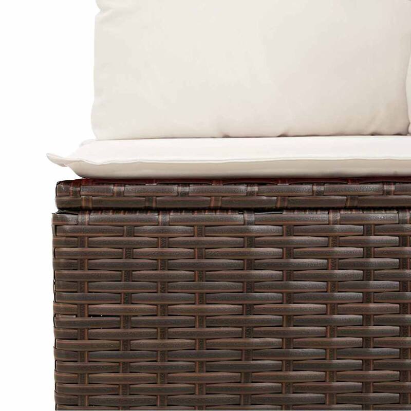 vidaXL Garden Sofa Set Brown with Cream White Cushions - 21.7 x 21.7 x 14.6