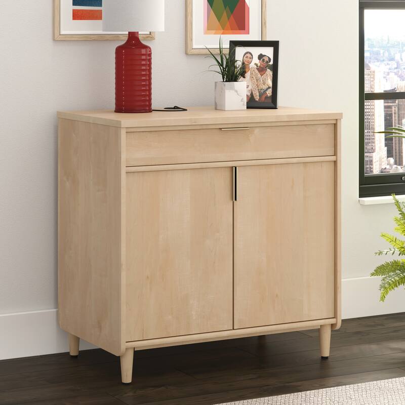 Brown 2-Door Storage Cabinet with Adjustable Shelf and Drawer for Home Office