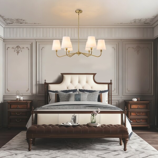 Starsky 6-Light Modern Classic Chandelier with White Linen Shades