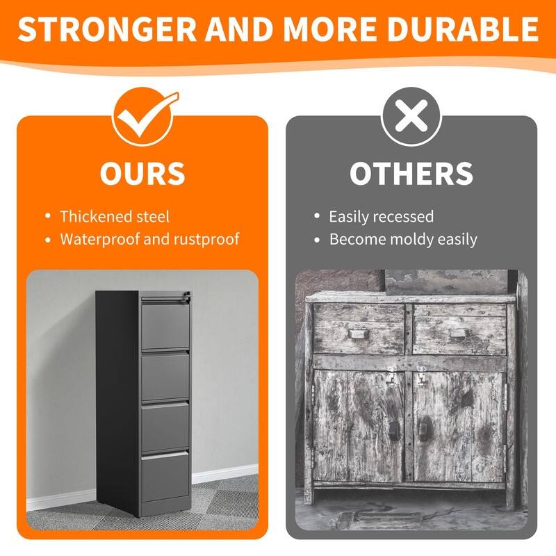 Metal File Cabinet with Drawer Heavy Duty Home Office Steel