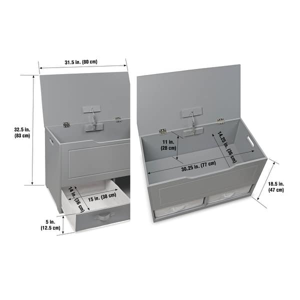 dimension image slide 2 of 3, Taylor & Olive Verbena Toy and Storage Box with Two Baskets