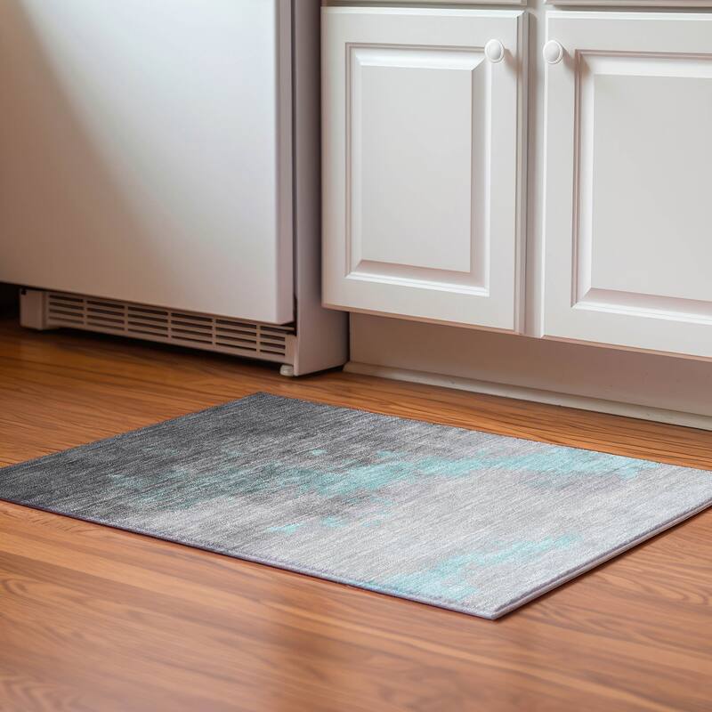 Premium Washable Super Soft Modern Glam Mayfield Rug - Teal - 1'8" x 2'6"