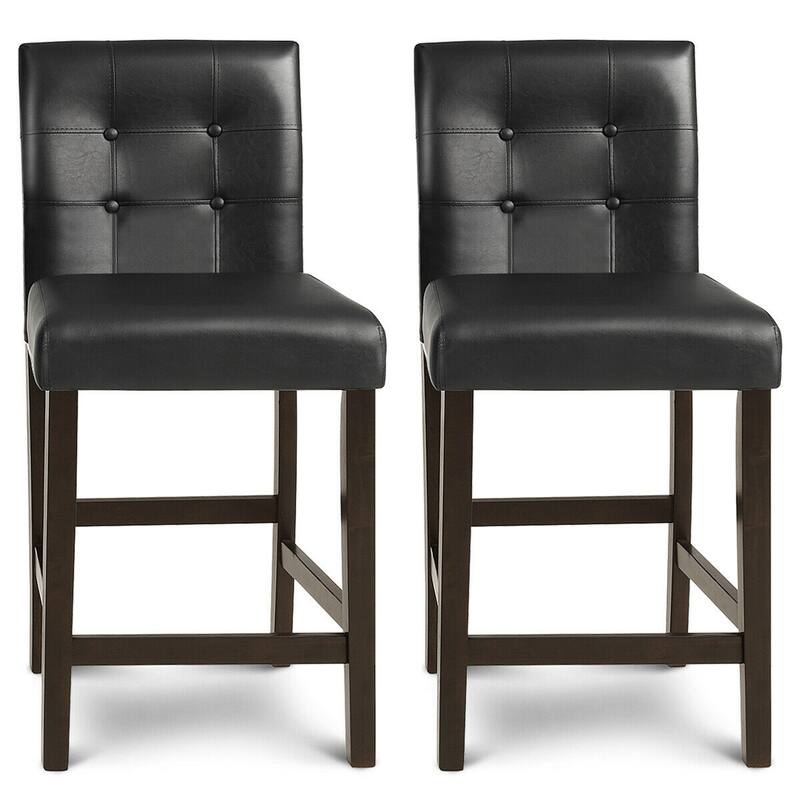 Gymax Set of 2 Bar Stools 25inch Counter Height Barstool Pub Chair - See Details