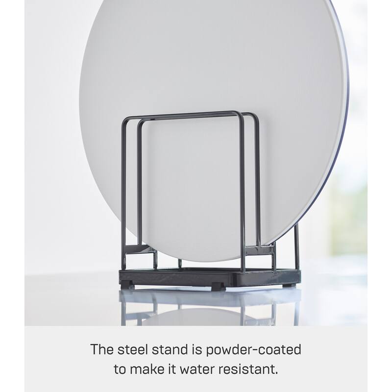 Yamazaki Home Round Cutting Board Stand, Steel - L 4.65 x W 6.3 x H 6.89 inches
