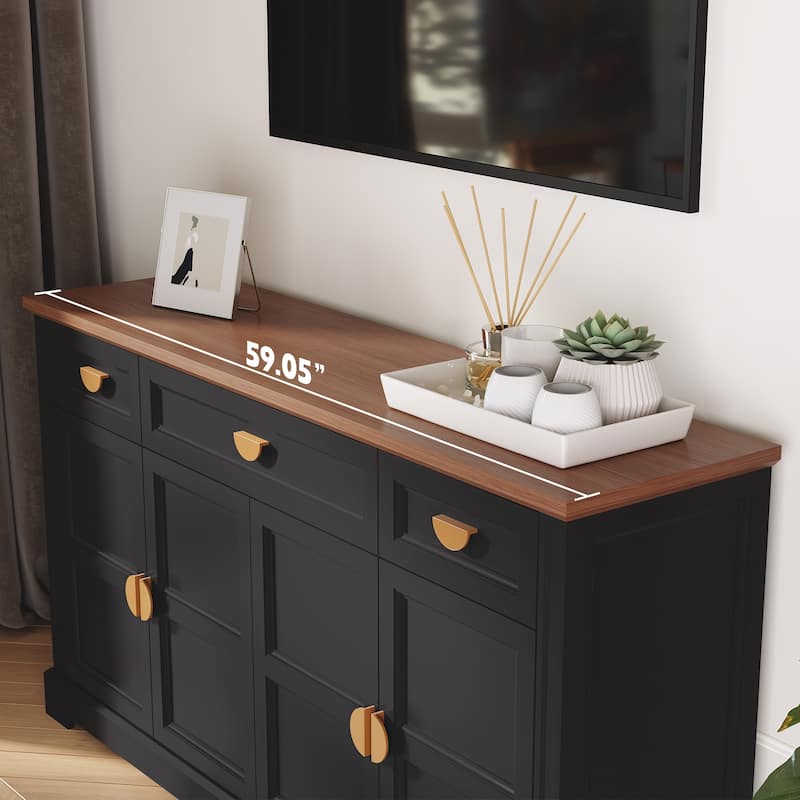 59'' W Sideboard with 3 Drawers, 4-Door Storage Cabinet