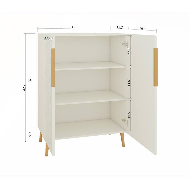 Modern White Sideboard Cabinet with Gold Handles
