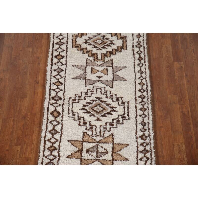 Beige Anatolian Oriental Runner Rug Hand-knotted Wool Carpet - 2'11"x 13'0"