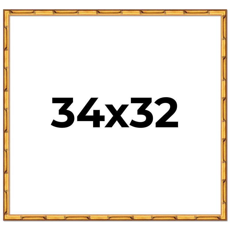 34x32 Frame Gold Bamboo Picture Frame Modern Photo Frame Includes UV Acrylic Shatter Guard Front Acid Free Foam Backing Board