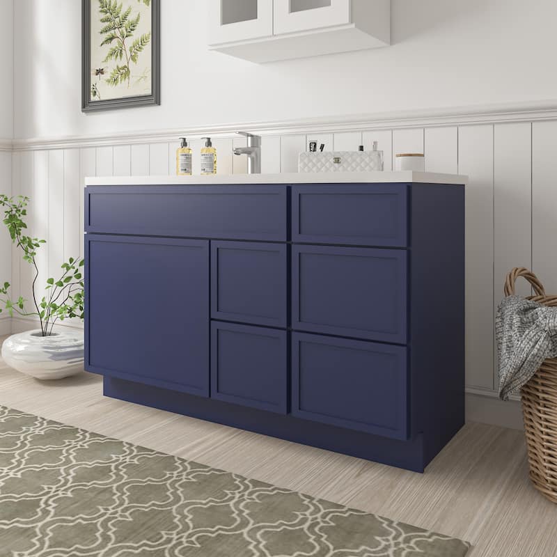 Vanity Art 51" Birch Freestanding Bathroom Vanity Cabinet without Top