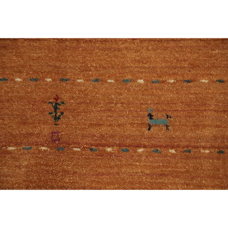 Hand Knotted Oriental 100% Wool Carpet Tribal Animal Pictorial Oranges & Rust Gabbeh Area Rug - 7' 11'' X 5' 0''