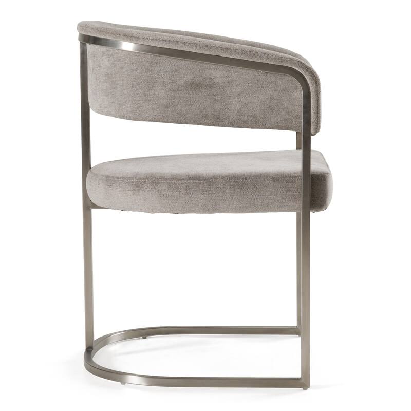Modrest Sebastian Modern Grey Fabric & Stainless Steel Dining Chair