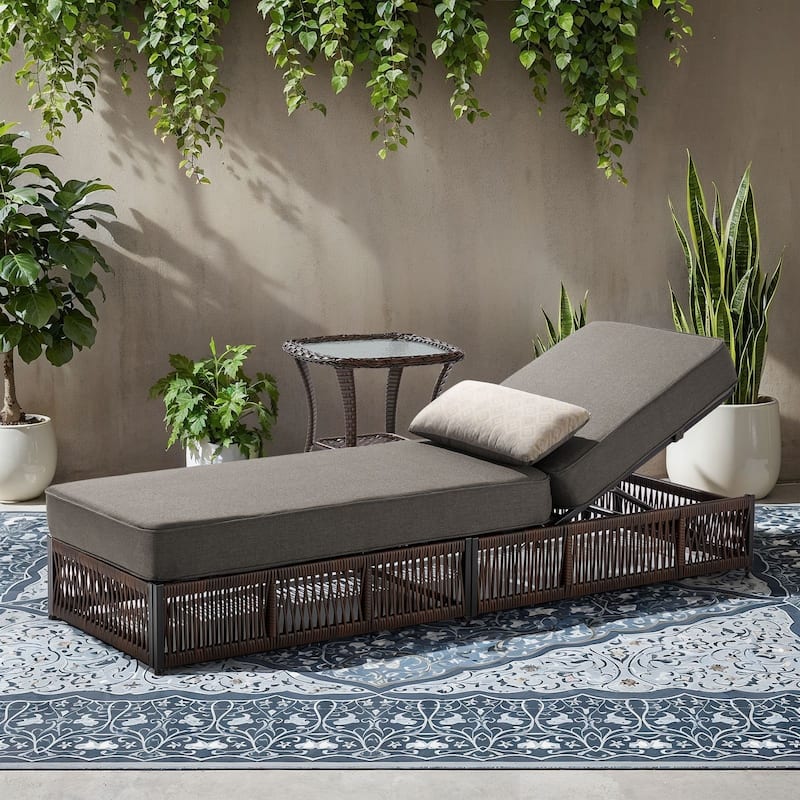 Gymojoy Outdoor Patio Chaise Lounge Chair, Luxury Recliner with 6-Position Backrest & 5-Inch Thick Cushions and Side Table