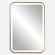 preview thumbnail 2 of 5, LED Lighted Stainless Steel Vanity Mirror - 32.25" - Brass Finish