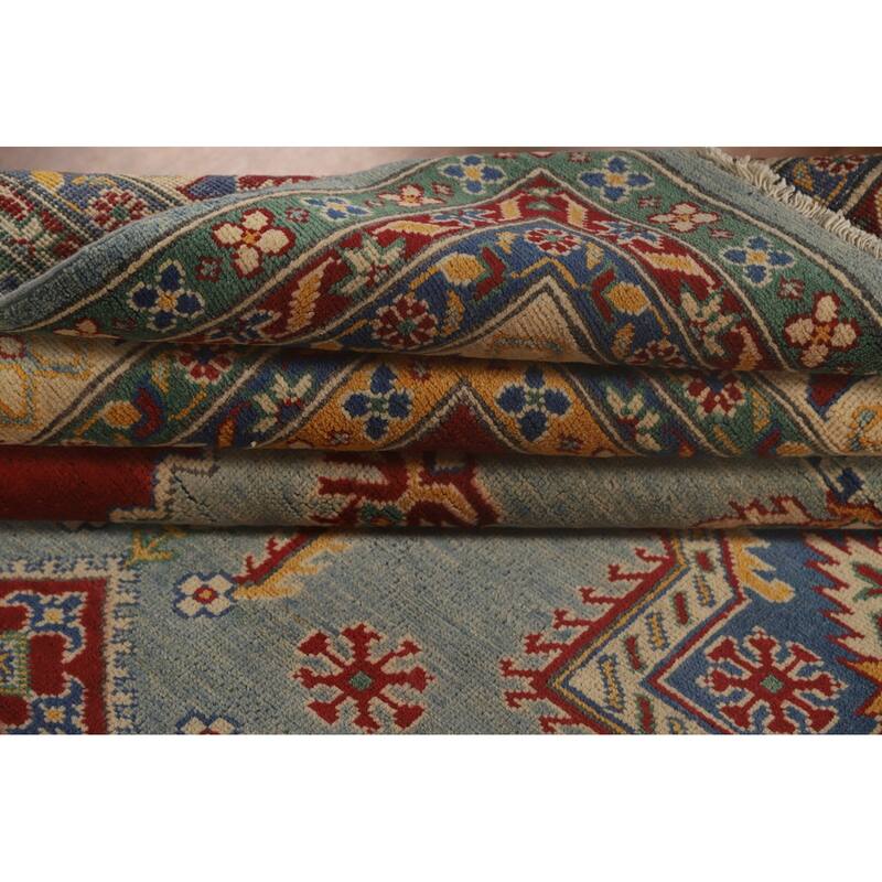 Light Blue Kazak Oriental Rug Hand-Knotted Living Room Wool Carpet - 9'9"x 12'8"