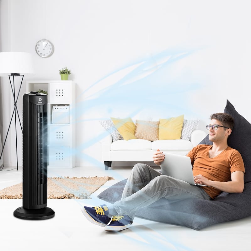 Fantask 35W 28''Oscillating Tower Fan 3 Wind Speed Quiet Bladeless