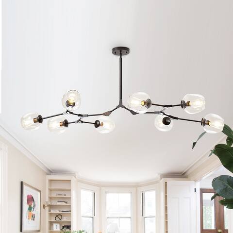 8-Light Black Modern Full-angle Adjustable Chandelier with Clear Glass Shades