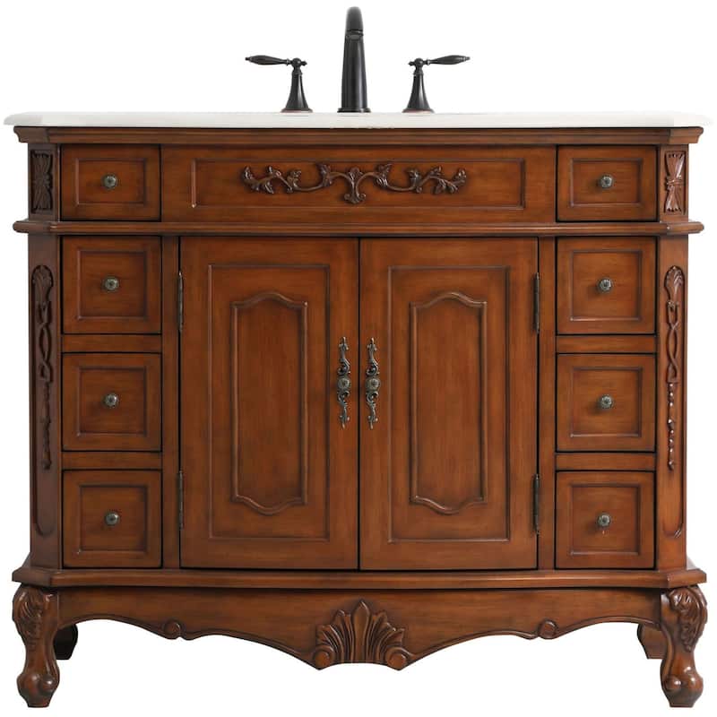 Elegant Lighting VF10142-VW Danville 42" Free Standing Single Basin - Teak - Wood Finish