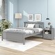 preview thumbnail 1 of 5, Grey Full Size Platform Bed with Slatted Headboard, Footboard, and Nightstand - Elegant Solution for Kids, Teens, and Adults Grey