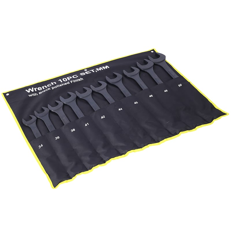 Metric Jumbo Combination Wrench Set Extra Large, 10 PC Metric Black-Oxide Jumbo Combo Wrench Set with pouch