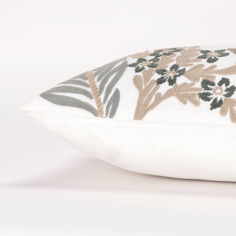 Rizzy Home Boho Botanical Embroidered Throw Pillow Cover Only