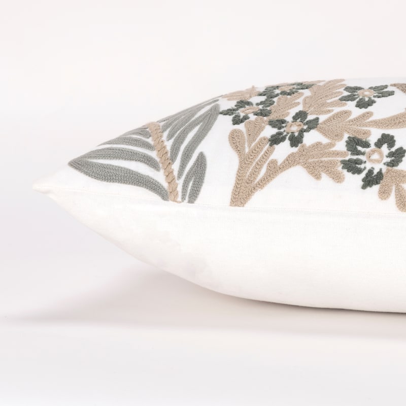 Rizzy Home Boho Botanical Embroidered Throw Pillow