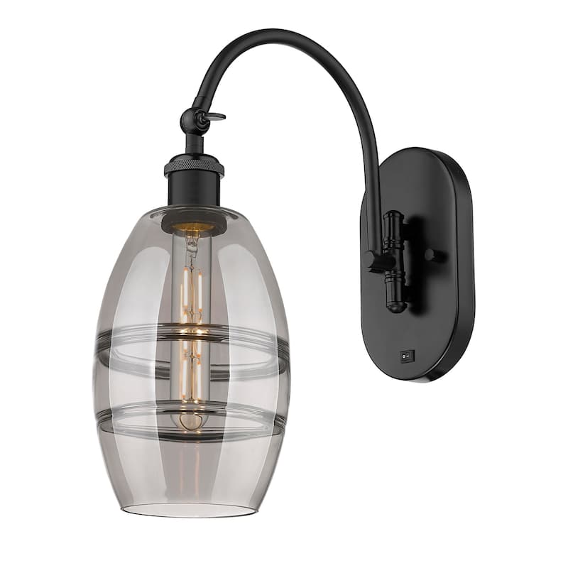 Innovations Lighting 518-1W-12-6 Vaz Sconce Vaz 12" Tall Wall Sconce - Matte Black / Smoked