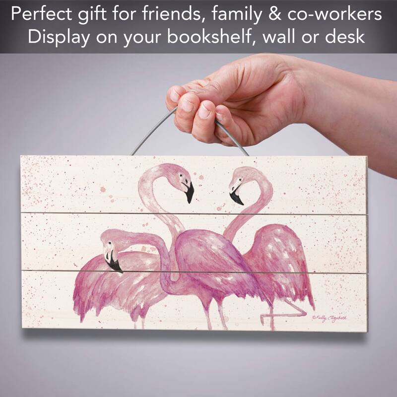 Fabulous Flamingos Decorative Slatted Pallet Wood Sign 12" by 6" Made in the USA