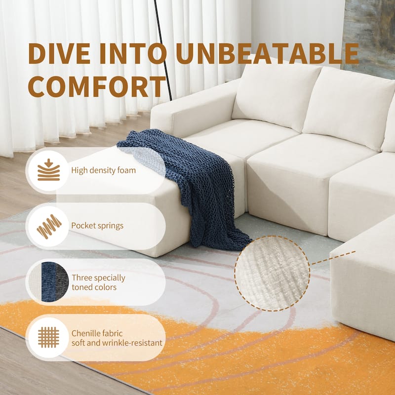110"x72" Modular U-Shaped Sectional Sofa for Living Room & Bedroom