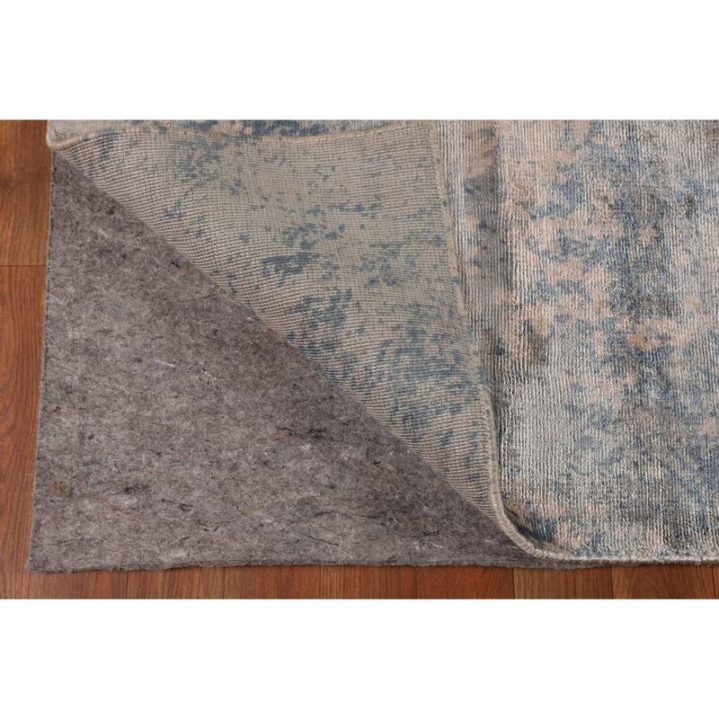 Multi-Color Abstract Area Rug Hand-Knotted Bedroom Wool Carpet - 6'8" X 9'11"