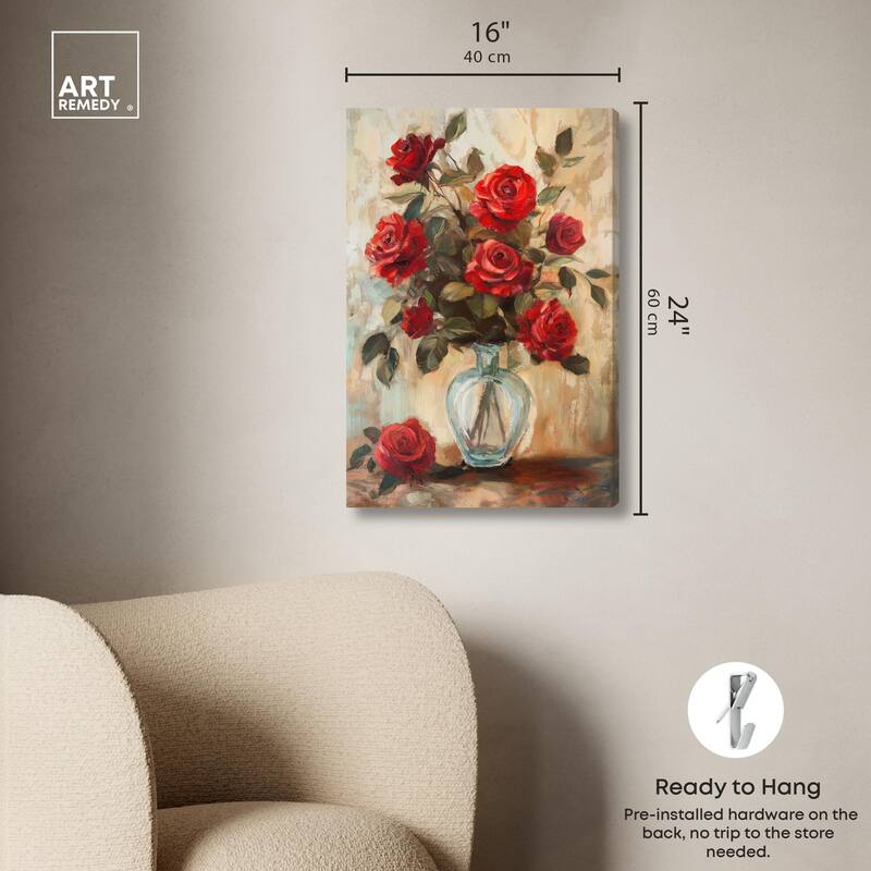 Ruby Roses in Riad Glass Canvas by Art Remedy, Gallery Wrapped