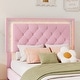 preview thumbnail 3 of 9, Twin Size Upholstered Platform Bed with LED Lights for Kids, Pink