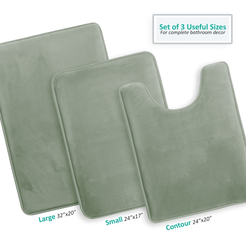 Clara Clark Ultra Soft Plush Bathroom Rug - Non-Slip, Velvet, Memory Foam Bath Mat - Set of 2