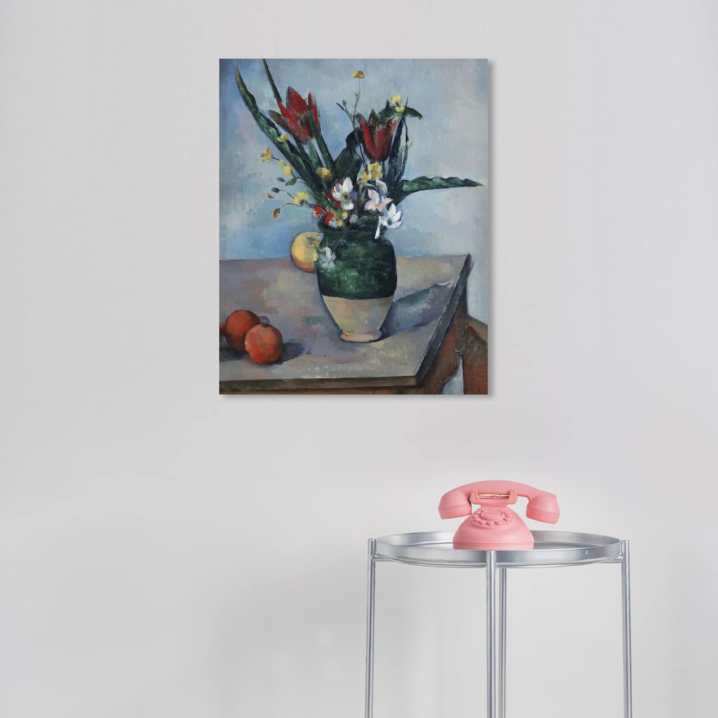 Wynwood Studio Canvas Floral and Botanical Paul Cezanne - The Vase of Tulips Blue and Traditional Wall Art Canvas Print