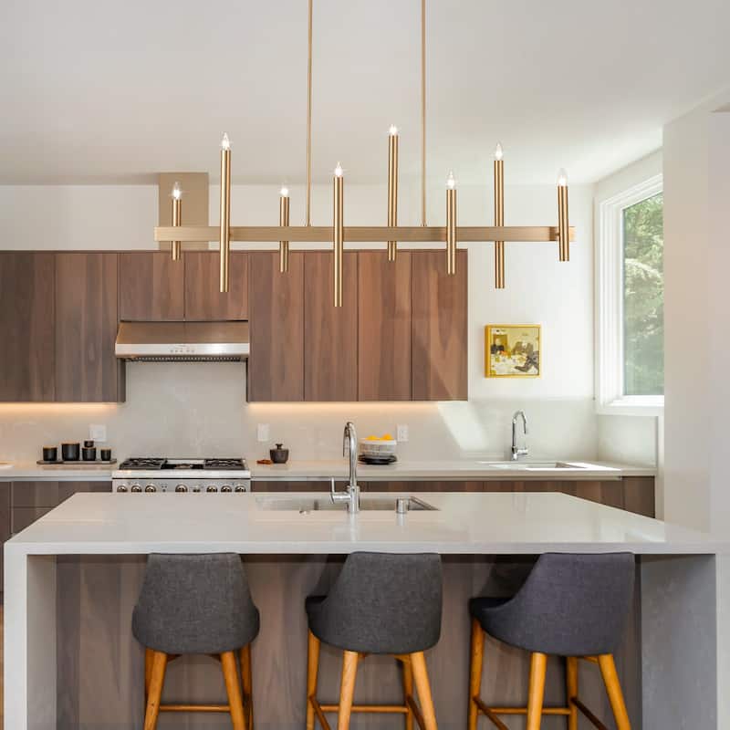 8-Light Modern Linear Candlestick Chandelier Kitchen Island Pendant Lighting