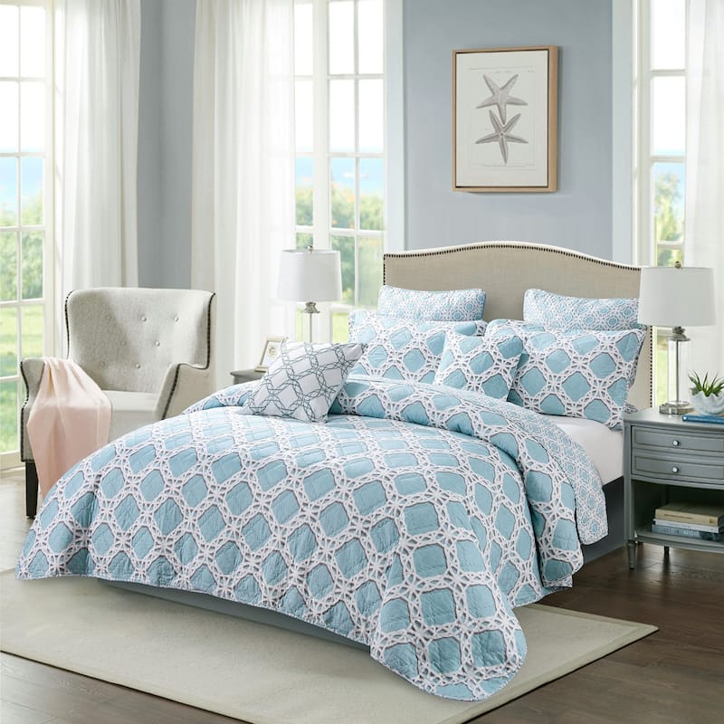 Serenta 7-piece Bedspread Quilt Set - Monroe Blue - Queen