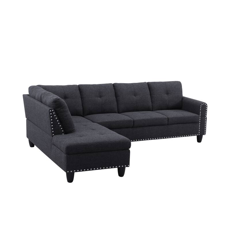 Faux Leather L - Shaped Sectional Set With Cup Holders 2pc