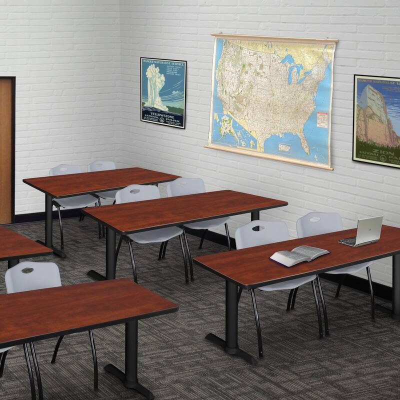 60" x 24" Training Table- Cherry & 2 'M' Stack Chairs- Grey