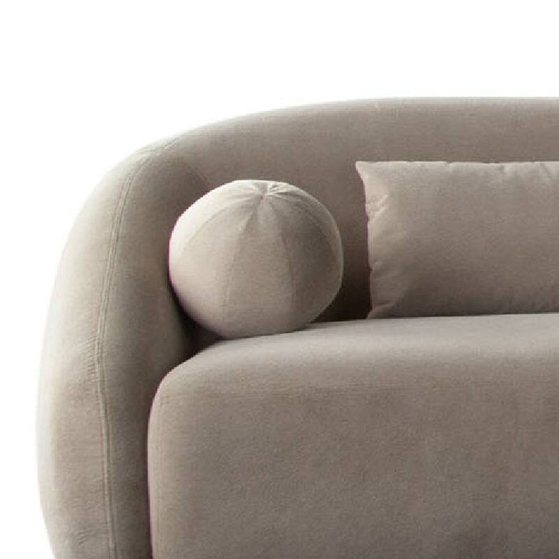 Lex Retro Curved Sectional Sofa, 152 Inch w 5 Pillows, Fawn Faux