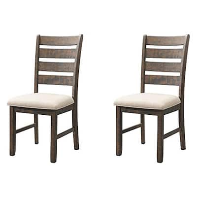 Ladder Back Dining Chairs Set - Rustic Cherry Finish, Cream Seat - HomeStock - 40