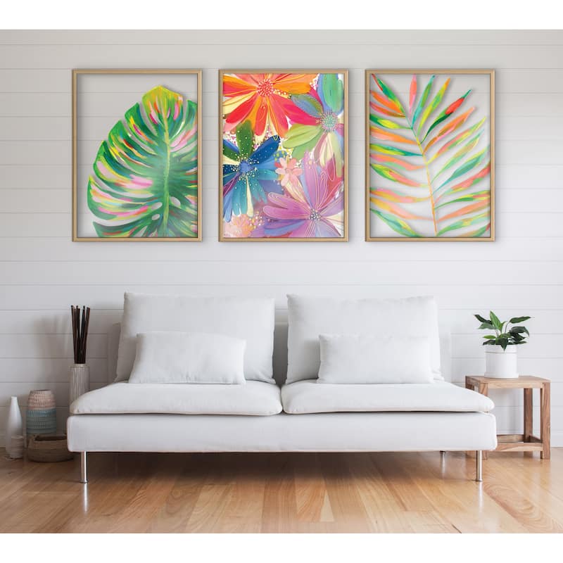 Kate and Laurel Blake Monstera Framed Printed Glass by Jessi Raulet