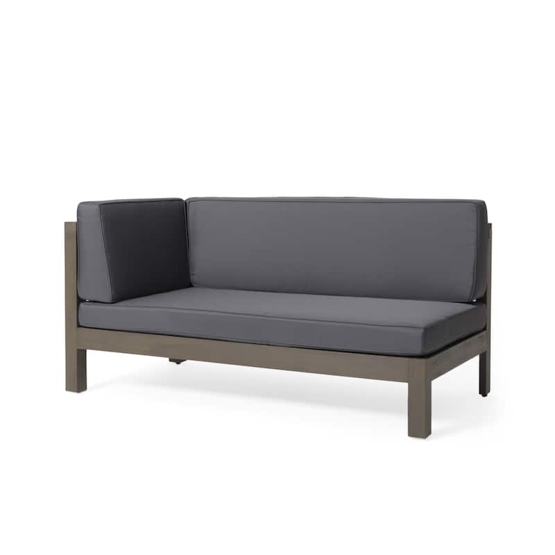 Brava Outdoor Acacia Wood X-Back Patio Sectional Sofa by Christopher Knight Home