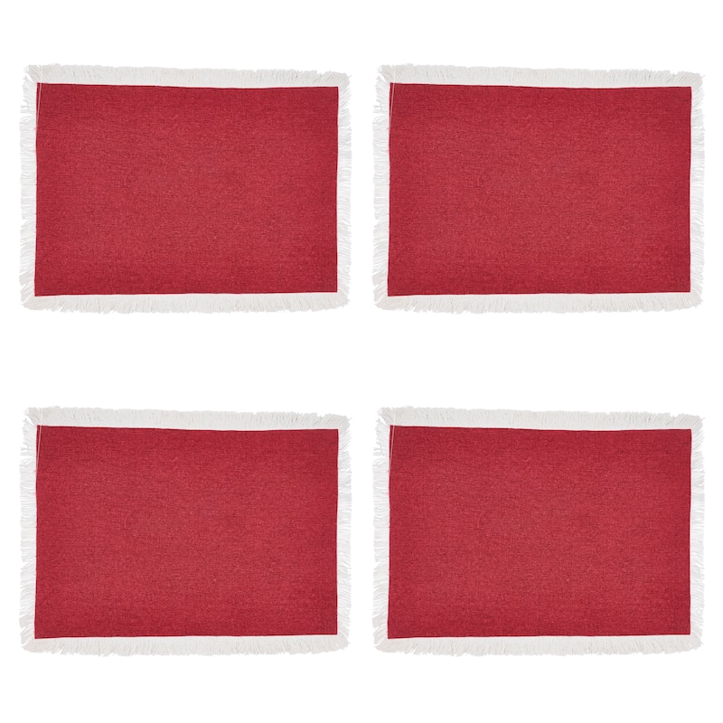 Cotton Placemats With Fringe Border Design (Set of 4)
