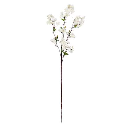 Set of 4 Cream White Artificial Lovely Cherry Blossom Flower Stem Spray 35in - 35" L x 10" W x 5" DP